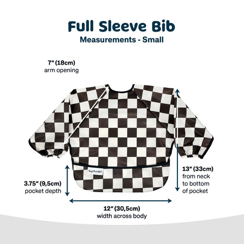 Tiny Twinkle Mess proof Full Sleeve Bib - Black Checkers