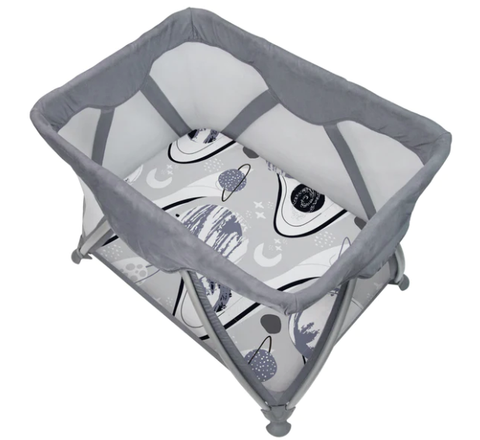 Kushies Cotton Percale Playpen Fitted Sheet - Space Blues