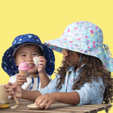 FlapJackKids Sun Hat with Neck Cape - Butterfly