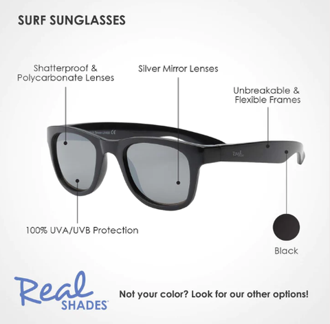 Real Shades Surf Unbreakable UV Iconic Sunglasses, Black