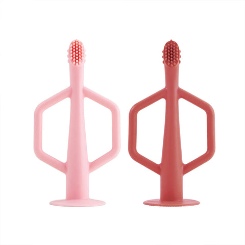 Tiny Twinkle Silicone Training Toothbrush 2pk - Rose/Burgundy