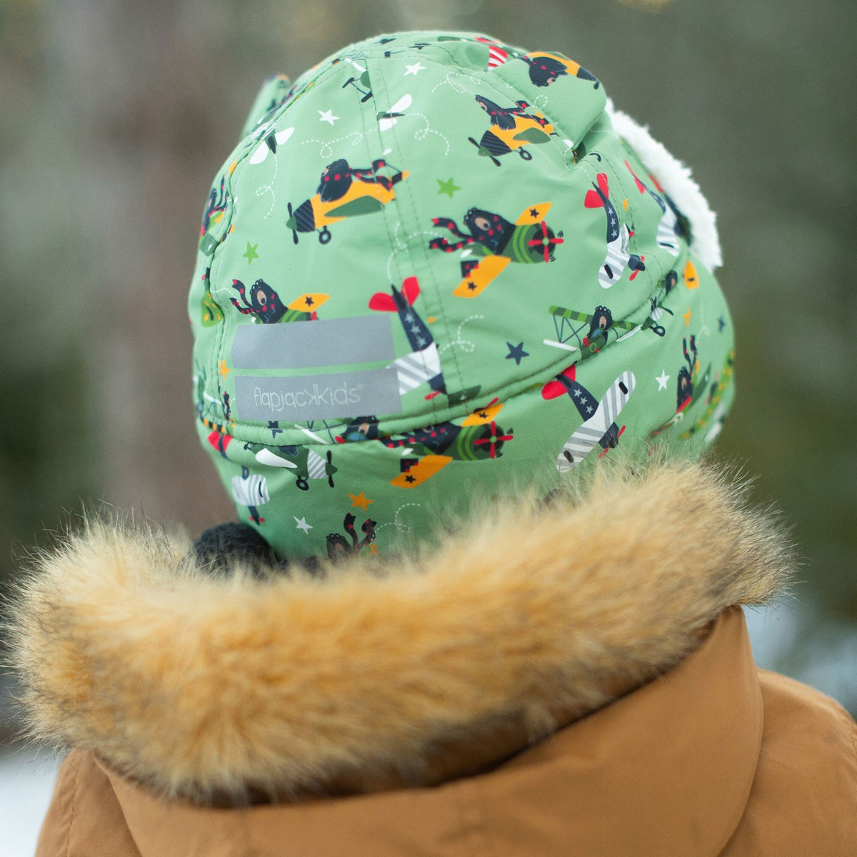 Flapjackkids Water Repellent Trapper Hat - Black Bear Green – Royal Diaperer