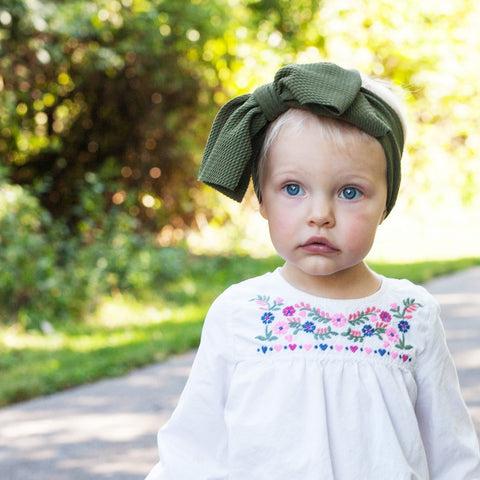 Baby Wisp Giant Lana Bow Headband - Green