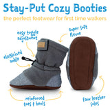Jan & Jul Adjustable Stay-Put Cozy Fleece Booties - Black (3-12 months)