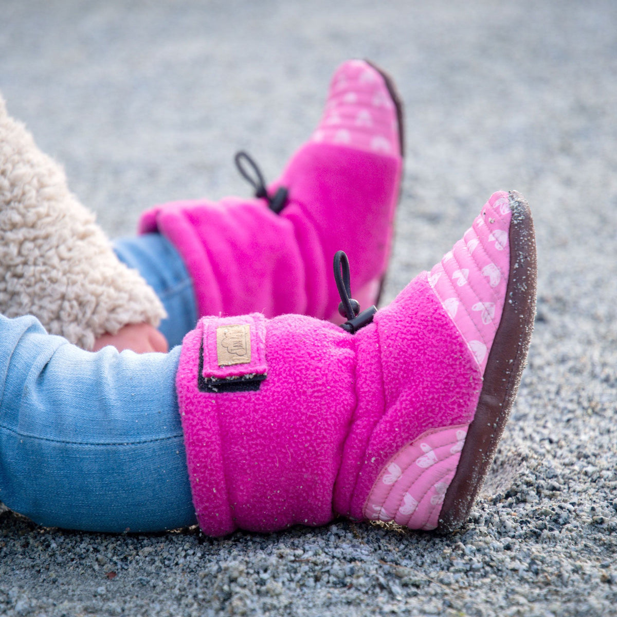 Jan & Jul Adjustable Stay-Put Cozy Fleece Booties - Heather Grey