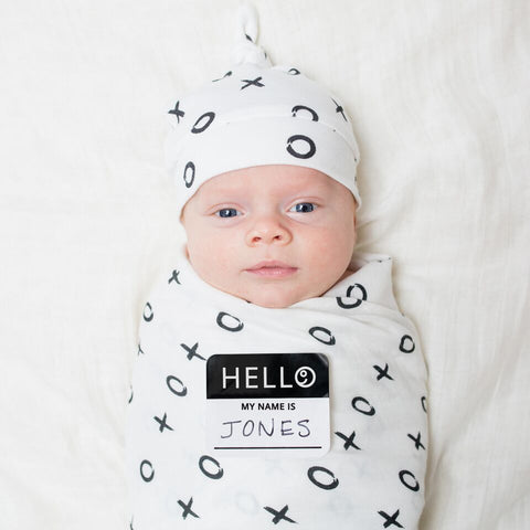 Hello World Blanket & Knotted Hat - XO