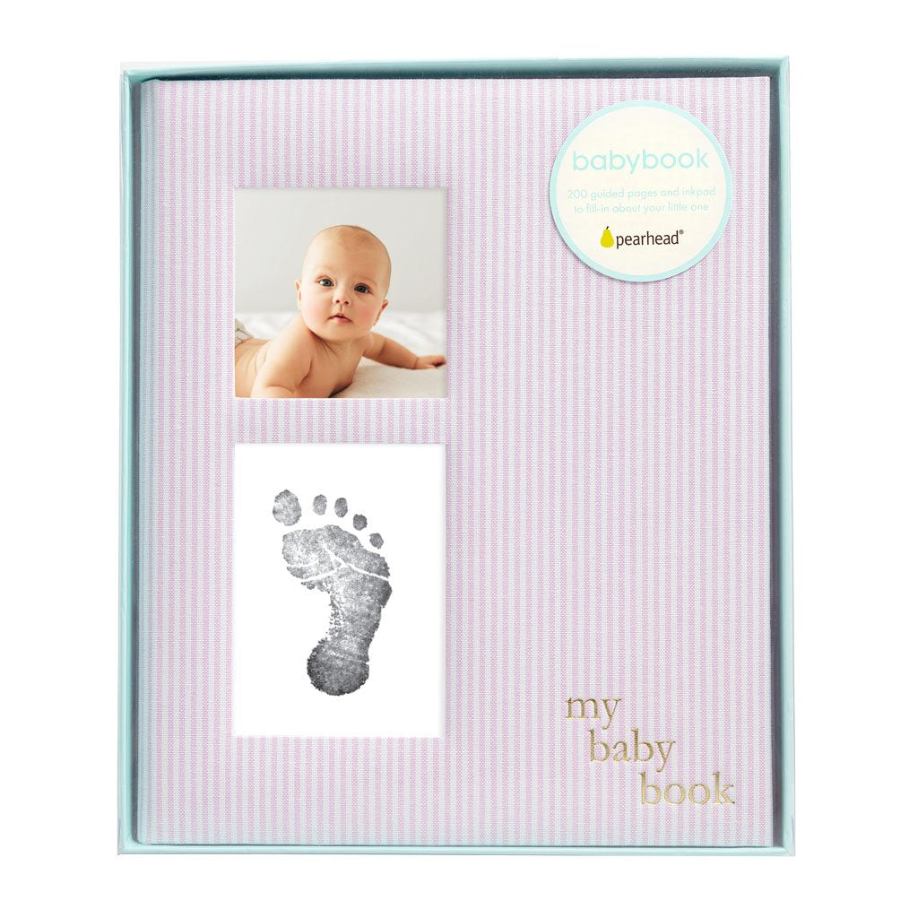 Pearhead Seersucker Baby Book in Pink