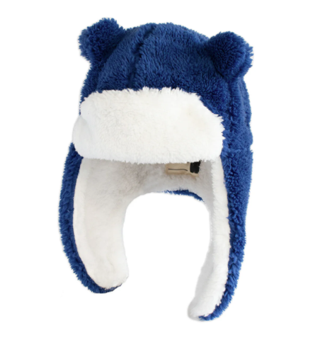 FlapjackKids Sherpa Trapper Hat - Navy SMALL (6-24mths)