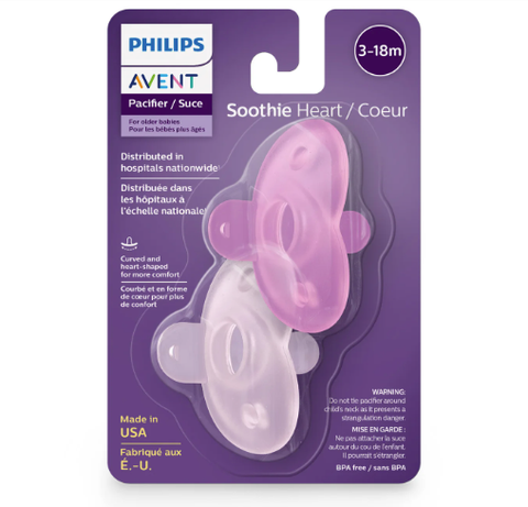 Avent Soothie Heart Pacifier 3-18 Months - Pink/Light Pink