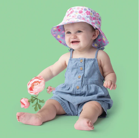 FlapjackKids Reversible Sun Hat - butterfly / Floral