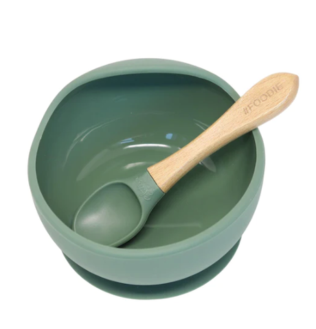 Glitter & Spice Silicone Suction Bowl + Spoon Set - Mossy Meadows