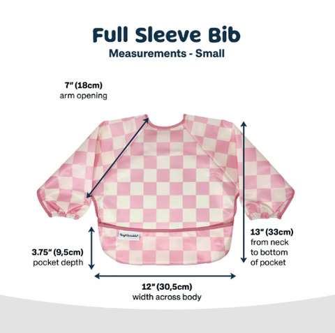 Tiny Twinkle Mess proof Full Sleeve Bib - Pink Checkers