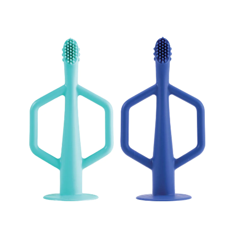 Tiny Twinkle Silicone Training Toothbrush 2pk - Indigo/Mint