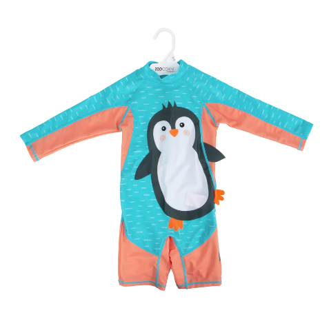 Zoocchini UPF50+ Rashguard One Piece Swimsuit - Penguin