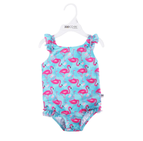 Zoocchini Ruffled 1 Piece Swimsuit - Flamingo