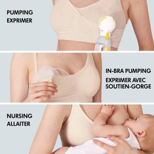 Medela 3-in-1 Nursing and Pumping Bra - Chai (Extra Large) 