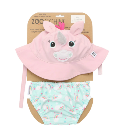 Zoocchini Swim Diaper & Sun Hat Set - Alli Alicorn (12-24 months)