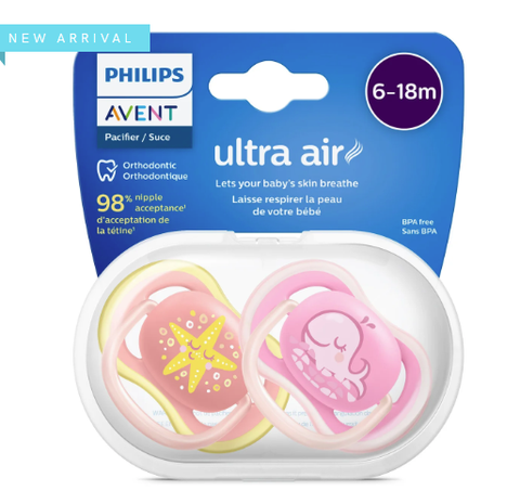 Avent Ultra Air Pacifier - Whale/Starfish 6-18 Months