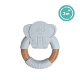 Babyworks Silicone & Wood Teething Ring - Elephant
