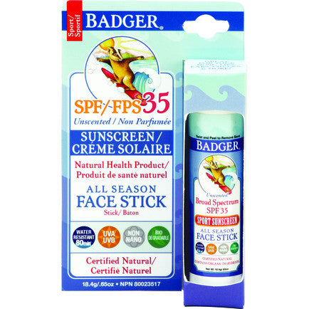 Badger SPF 35 All Season Face Stick - Unscented