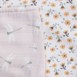 Lulujo Muslin Cotton Bandana Bibs 2pk - Vintage Floral/Dragonfly