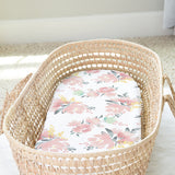 Kushies Cotton Percale Bassinet Fitted Sheet - Waterflower Colours