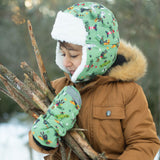 Flapjackkids Water Repellent Trapper Hat - Black Bear Green (Large 4-6 years)
