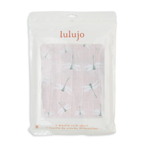 Lulujo Muslin Cotton Fitted Crib Sheet - Dragonfly