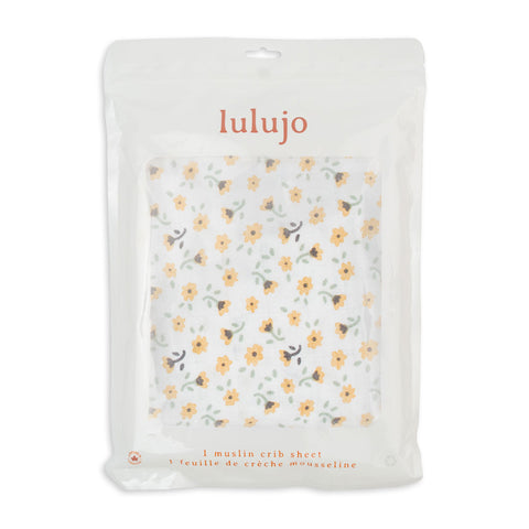Lulujo Muslin Cotton Fitted Crib Sheet - Vintage Floral