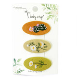 Baby Wisp Large Snap Clips 3pk - Embroidered Flowers