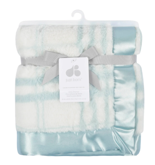 Just Born Plaid Plush Blanket - Blue – Royal Diaperer
