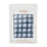 Lulujo Cotton Muslin Fitted Crib Sheet - Navy Gingham