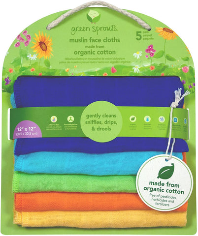 Greensprouts Reusable Muslin Cloths - Organic Cotton (5 pack)