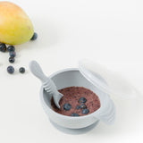 Bumkins Silicone First Feeding Set w/Lid & Spoon - Grey