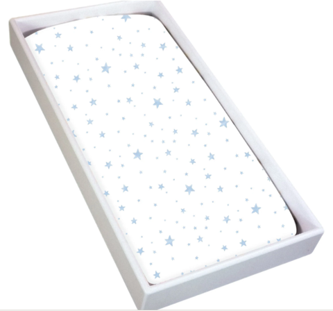 KUSHIES Change Pad Cover Flannel - Blue Scribble Stars