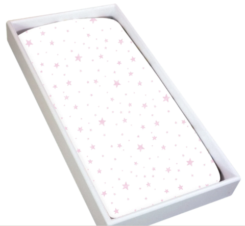 KUSHIES Change Pad Cover Flannel - Pink Scribble Stars