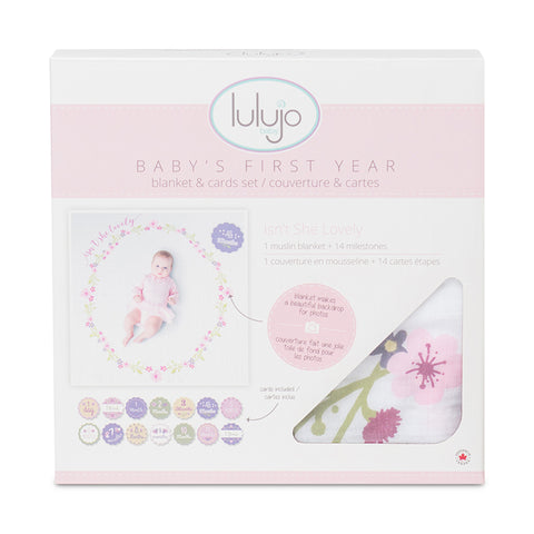 Lulujo Baby's 1st Year Milestone Blanket & Card Set - Isn't She Lovely