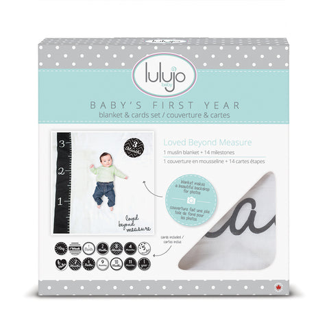 Lulujo Baby's 1st Year Milestone Blanket & Card Set - Loved Beyond Measure