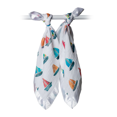 Lulujo Cotton Security Blankets - Sailboat