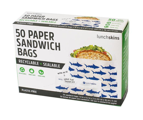 Lunchskins Compostable Paper Sandwich Bags - Shark Print