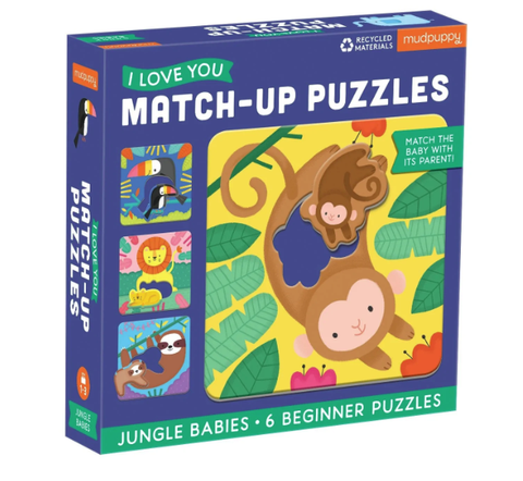 Mudpuppy Jungle Babies I Love You Match-Up Puzzles