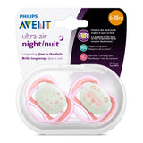 Avent Ultra Air Night Time Pacifiers - 2pk 6-18 Months Pink