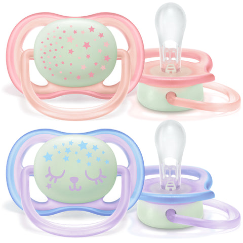 Avent Ultra Air Night Time Pacifier 2pk - 0-6 Months Pink/Purple