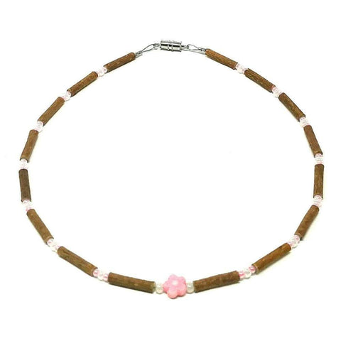 Pure Hazelwood Necklace - 13" Pink Flower