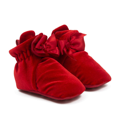 Robeez Snap Bootie - Holiday Bow Red Velvet
