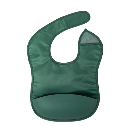 Tiny Twinkle Mess-proof Silicone Pocket Bib - Olive Green