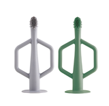 Tiny Twinkle Silicone Training Toothbrush 2pk - Olive/Grey