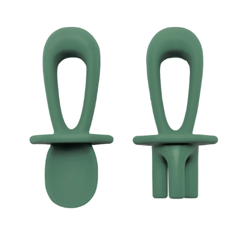 Tiny Twinkle Silicone Training Utensils - Olive Green