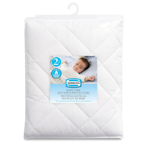 Simmons Quilted Polyester Baby Crib Mattress Protector - 2pk