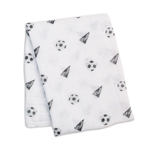 Lulujo Cotton Muslin Swaddle Blanket - Soccer